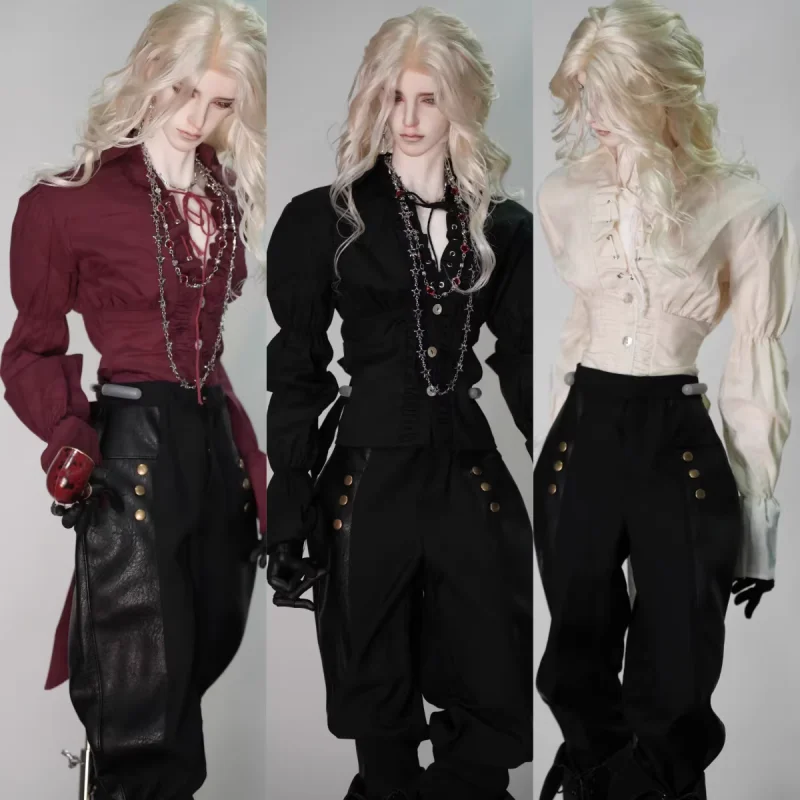 Ropa de muñeca BJD para muñecas ID75, camisa blanca, negra y roja, accesorios de ropa para muñecas (solo camisa sin muñeca), 1/4