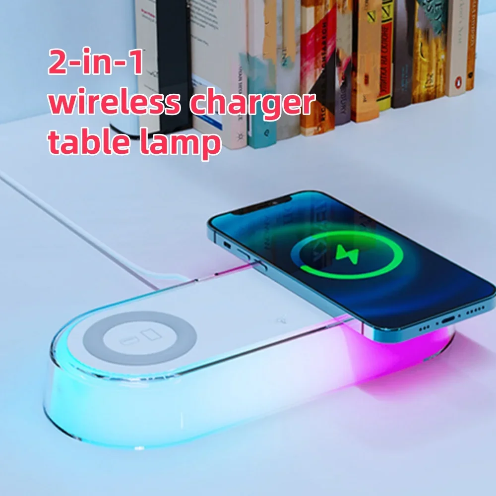 Multi Functional Wireless Charging Night Light Ambient Light 3-color Adjustable for iPhone 16 15 14 13 12for Samsung S24 S23 K35