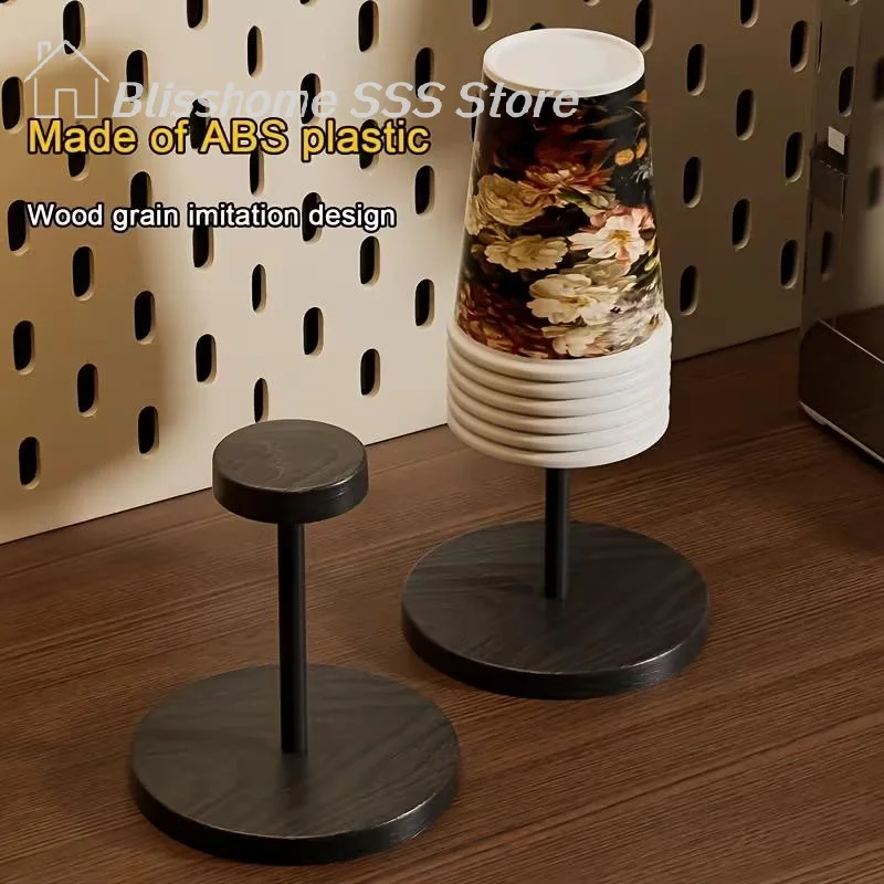 【S】Disposable Cup Dispenser Walnut-Colored Storage Rack Paper Cup Holder Solid Wood Cup Holder