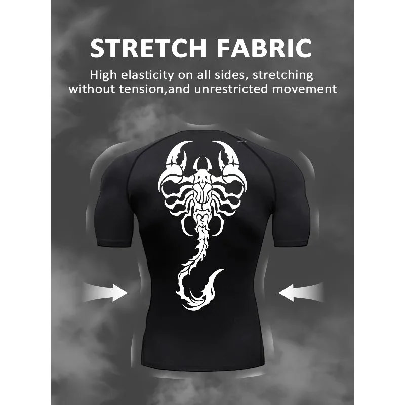 

Scorpion Print Men Crew Neck Fashionable Short Sleeve Sports T-shirt for Summer and Spring Athletic Style Comfort Fit T-Shirt