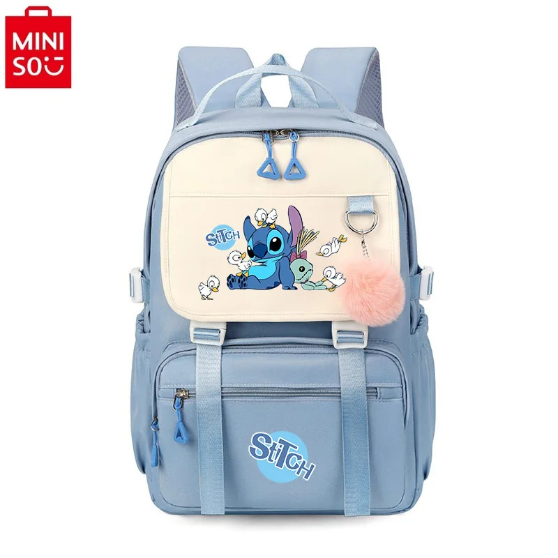 MINISO Disney Cartoon Stitch Anime Cute Backpack Student Large Capacity Reduced Burden Comfortable Storage Backpack