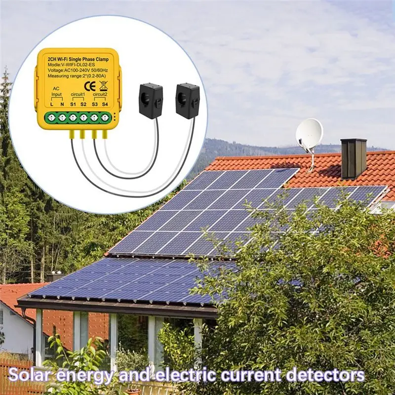 

(BABQ) Умный Wi-Fi счетчик-монитор энергопотребления Tuya 2CH с отслеживанием энергии и тока в реальном времени, автоматизированными уведомлениями и дистанционным управлением через Smart Life