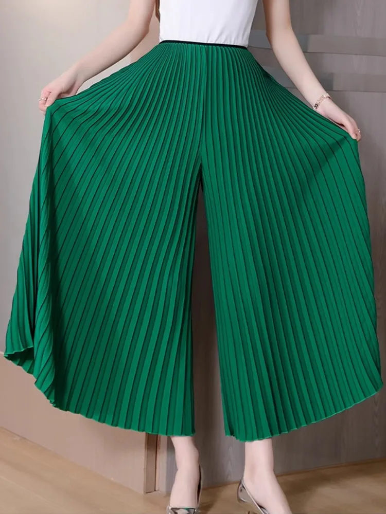 

Female Clothing Miyake Fold Loose Wide Leg Pants Women's 2024 Summer New Fashion Pleated Pants All-match High Waisted Trousers