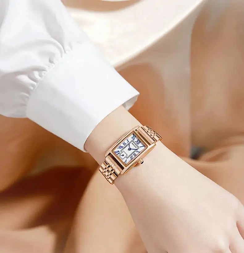 Sanda-Reloj de pulsera analógico para mujer, cronógrafo de cuarzo resistente al agua, esfera rectangular, diseño elegante, moda de negocios, 1121