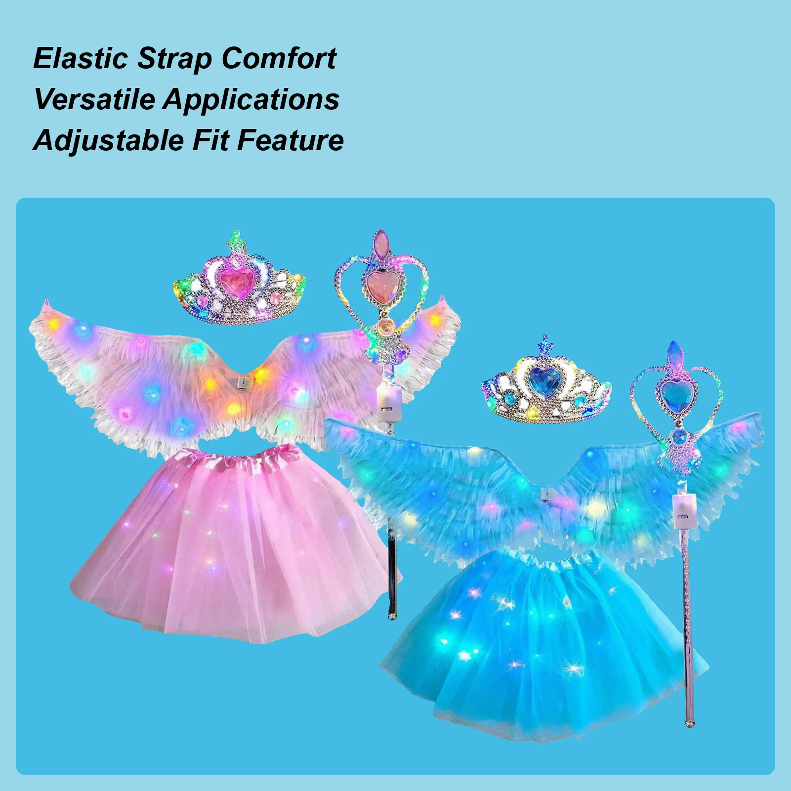 

Angel Costume for Girl Halloween Light Up Wings Kids Dress Up for Bridal School Festival Cosplay Holiday Bonfire Christmas Party