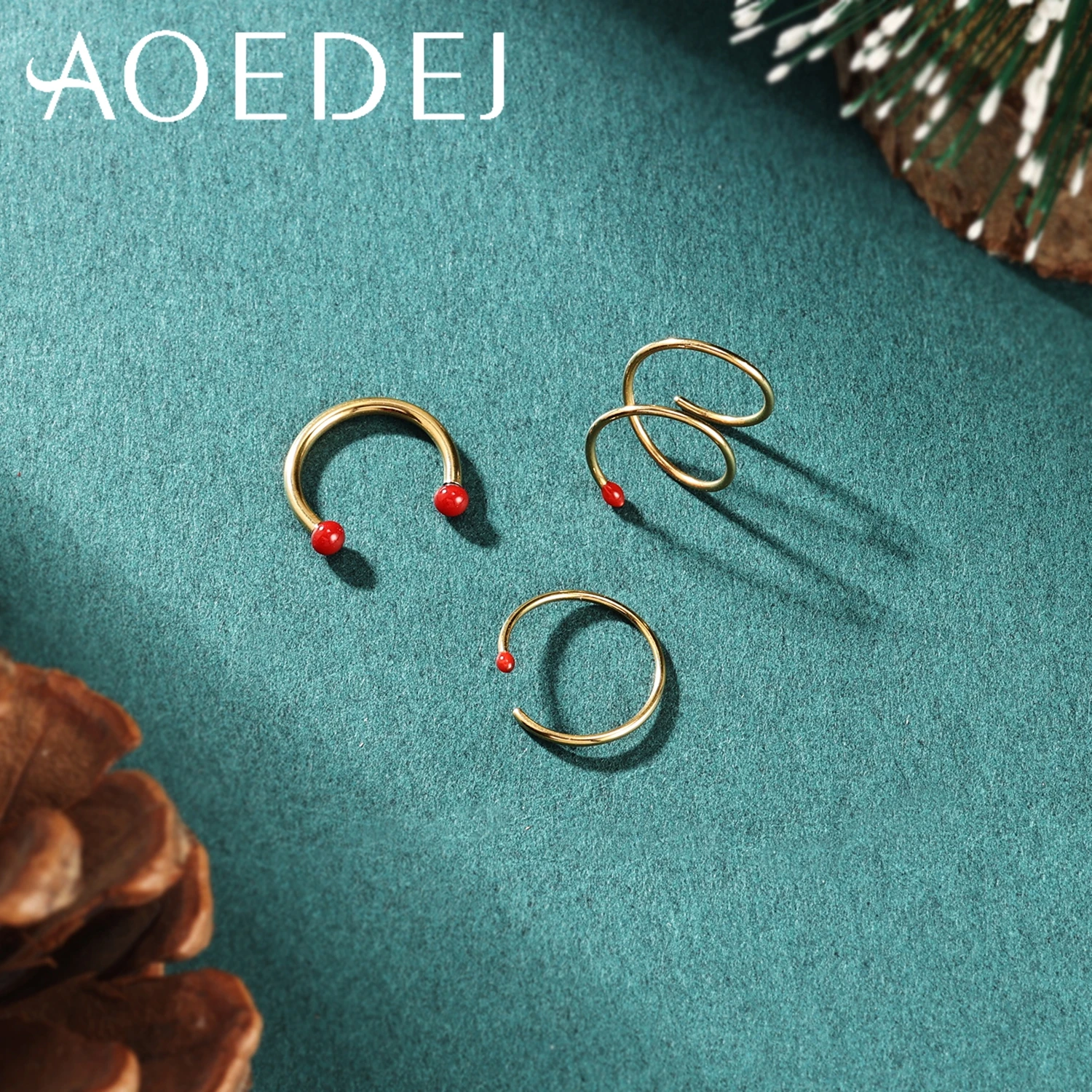 AOEDEJ 1 Piece Christmas Serie 16/20G Stainless Steel Septum Ring Match Antlers Shape Nose Rings Helix Cartilage Earring Jewelry