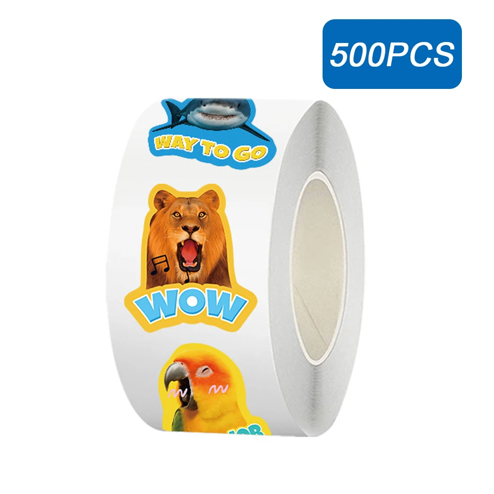 

500pcs/Roll Cartoon Animal Meme Stickers Hand Account DIY Sealing Labels Waterproof Children Reward Sticker Gift