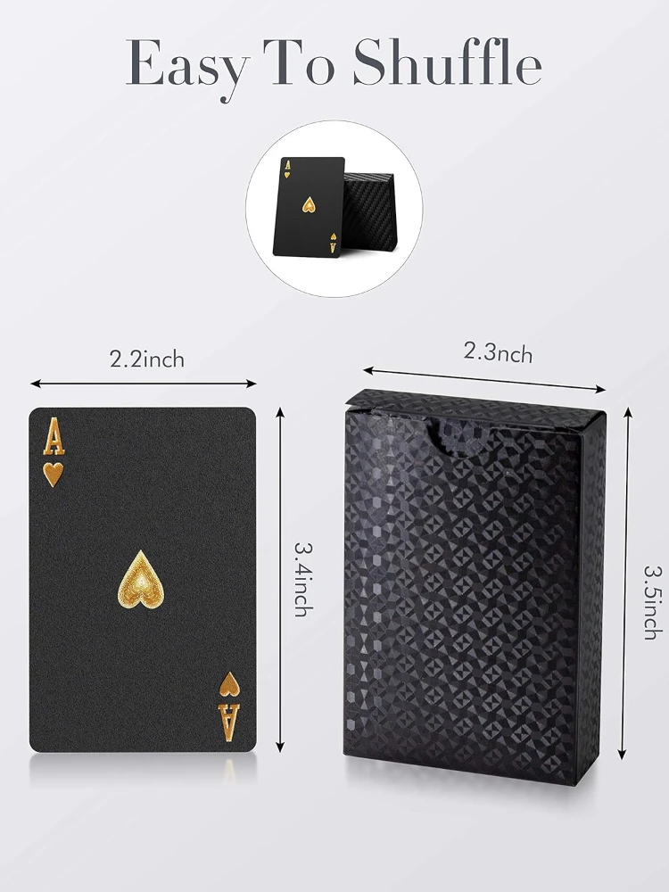 Playing Cards Diamond Waterproof Black Playing Cards, Poker Cards, HD, Deck of Cards (Black) Card Games