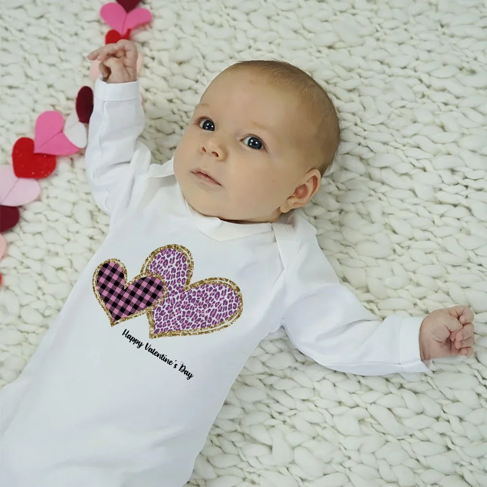 بلدي 1st عيد الحب بيبي بوي فتاة رومبير الزي الوليد الرضع القادمة المنزل الزي الطفل 1st عيد الحب ملابس النوم منامة #2