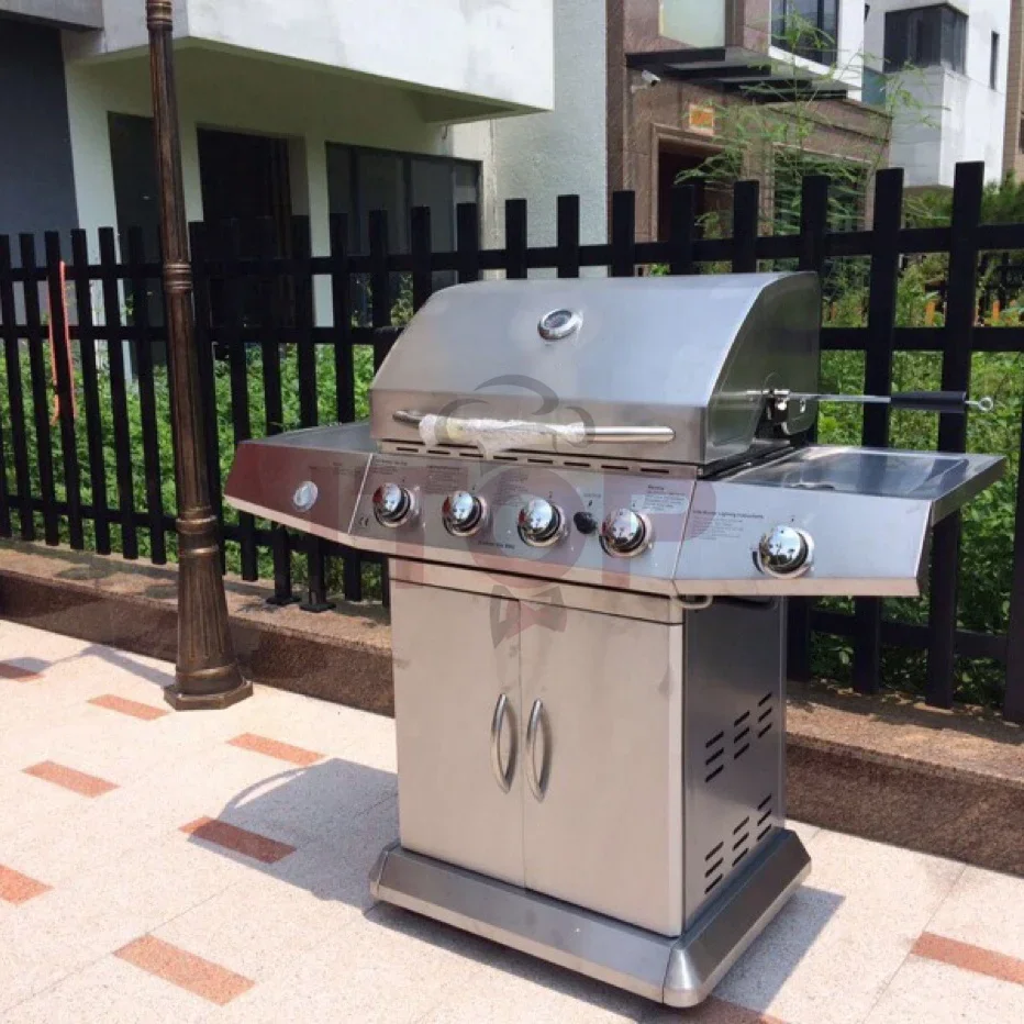 Luxury German Outdoor Garden Gas BBQ Grills Smokeless Barbecue Grill Trolley Home Party Bbq Grill