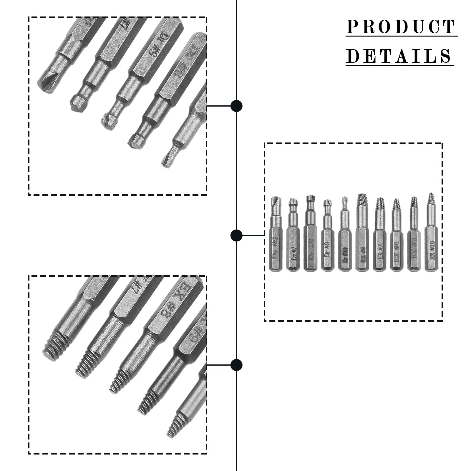 Damaged Screw Extractor Set Drill Bit Stripped Broken Remover Small Easily Quickly Take Out Kit Easy Demolition Power Tools