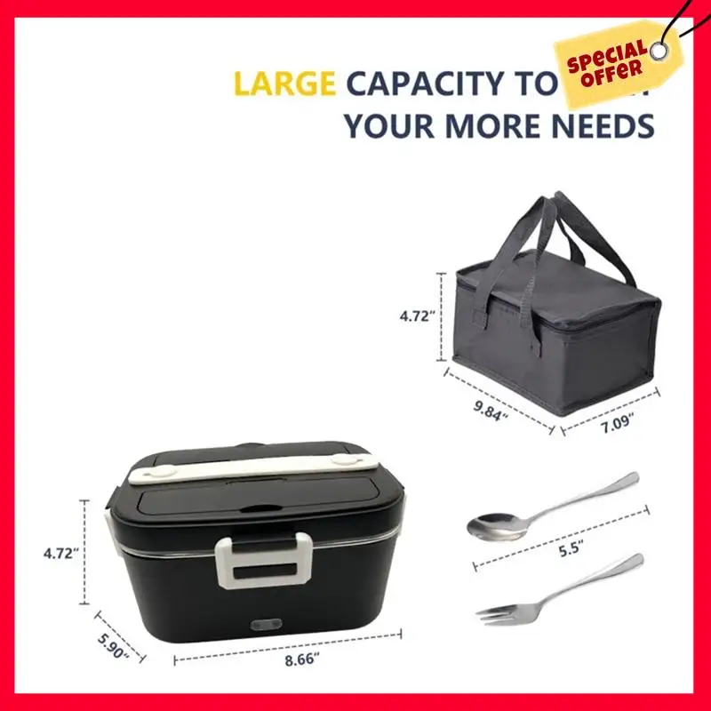 

-A25M Electric Heated Lunch Box Foradults 1.8L 75W Fast Heating Portable Food Heater Forcar Truck Office 12V/24V/110V US Plug
