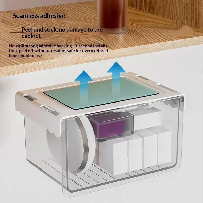 1Pcs Pull-Out Storage Drawer Style Storage Box Under The Mirror Cabinet Transparent Cotton Stick Makeup Cotton Storage Rack