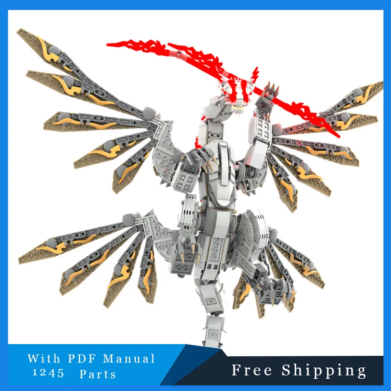 1245 PCS Creative MOC Four Wings Ancient Dragon Building Blocks Model For Boys & Adults DIY Assembly Display Toys Christmas Gift