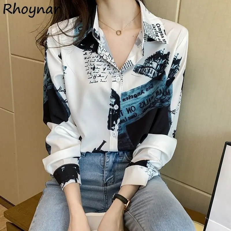 Printing Shirts Women Baggy Long Sleeve American Streetwear Designer Teens Personal Camisa Vintage Aesthetic Panelled Clothing