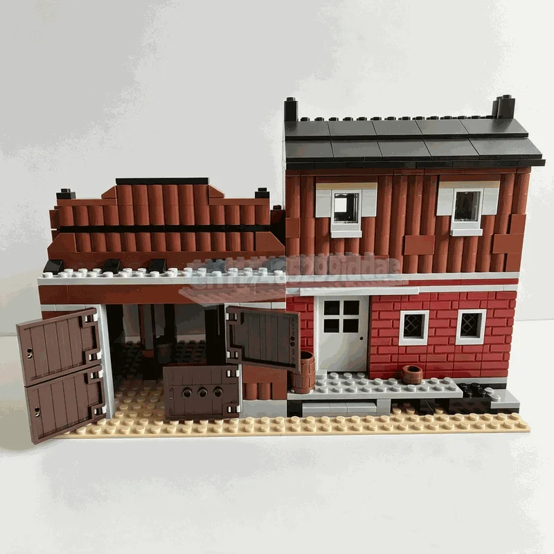 520Pcs Western Frontier Post Station Building Blocks Modular Street Architecture Model Diy Assembly Creative Display Gifts Toy