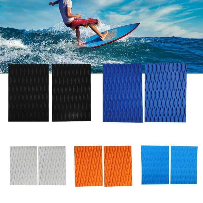 2Pcs Self Adhesive NonSlip Traction Pad Trimmable Surfing Skimboard Deck Traction Pad for Surfboard Board Kayak Canoes