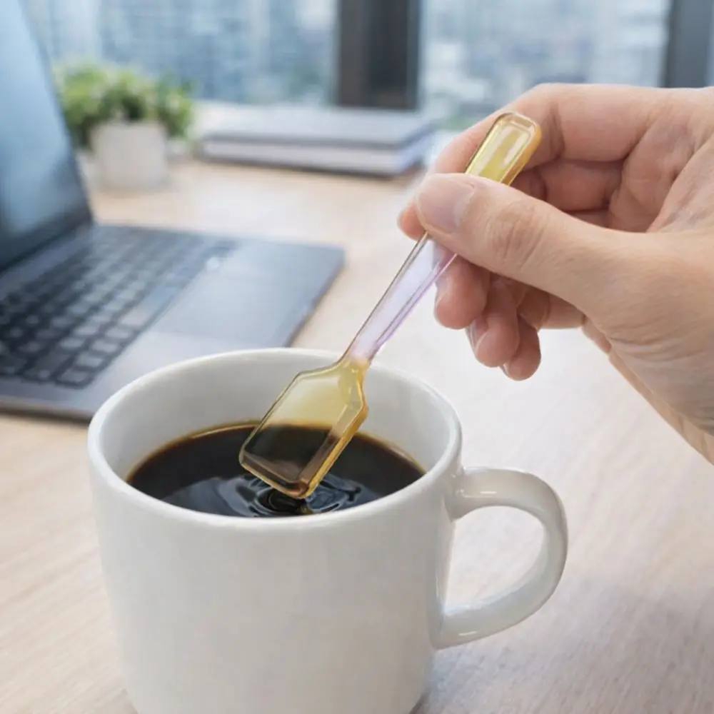 Yogurt Mixing Spoon Colorful Glass Dessert Spoon Long Handle Heat Cold Resistance Coffee Spoon INS Style Ice Cream Spoon Cafe