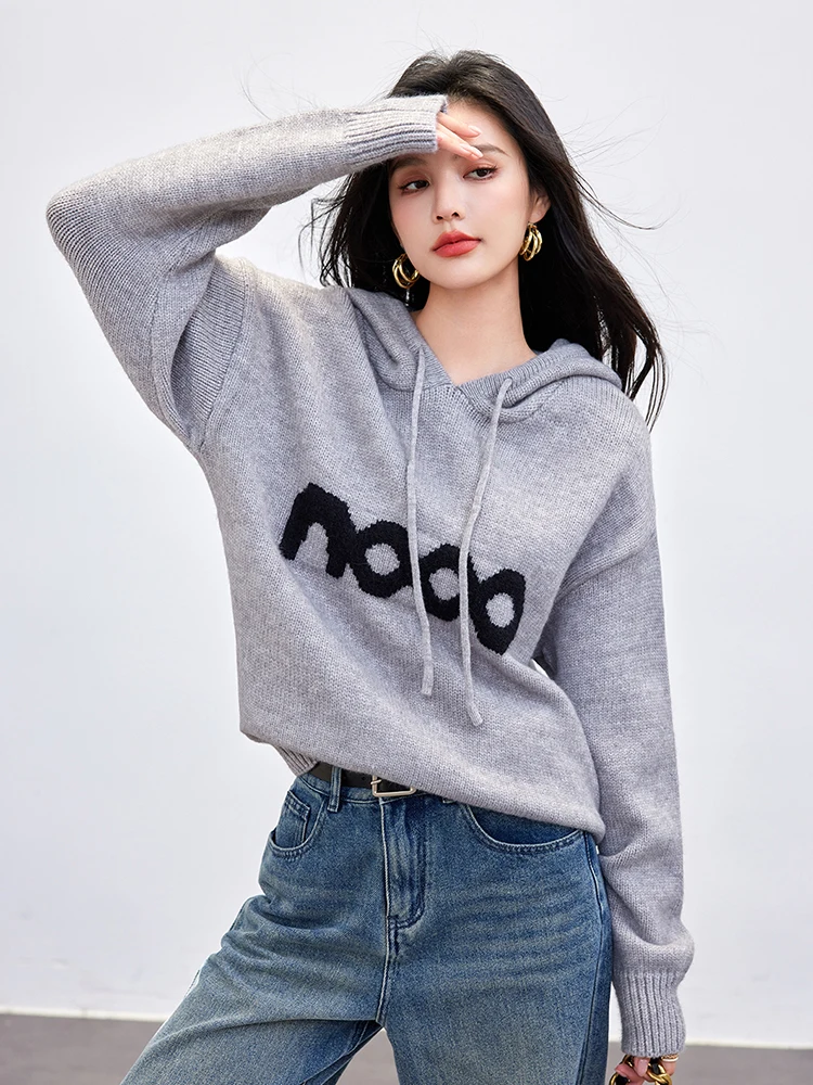 Autumn New Hooded Sweater Women's Loose Versatile Pullover Sweater Lazy Style Warm Long Sleeves Knit Hoodie