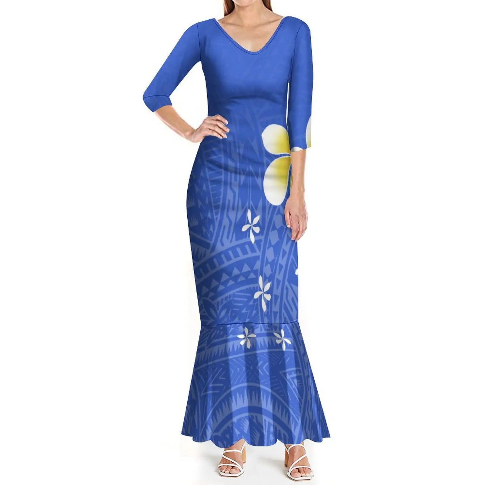 

2023 New Design Lotus Skirt Temperament Dress Polynesian Vintage Tribal Ethnic Style Dress Custom Women's Clothing Pattern