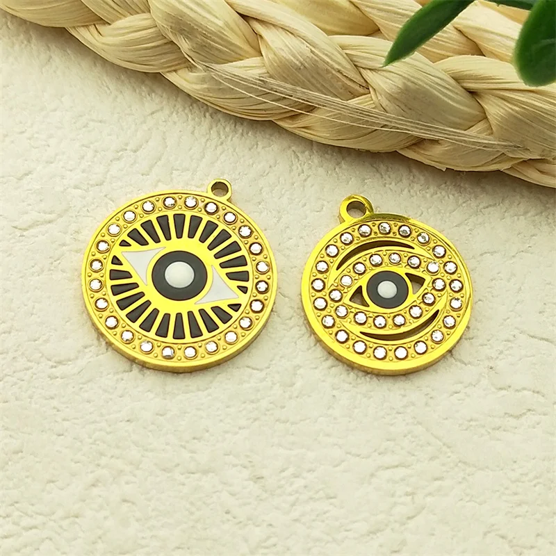 

Vintage Devil Eyes Charms Gold Color Stainless Steel Evil Turkish Eye DIY Bracelets Necklace Jewelry Making Supplies