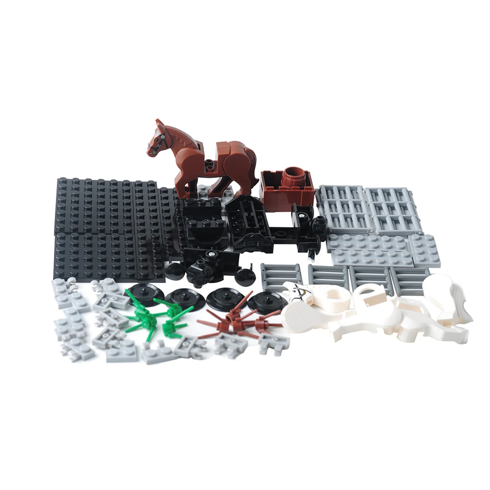 City Train Transport Farm Building Blocks Train Base Combo Set Animal Farm Sheep Horse Cattle Pig Assembling Toy MOC DIY Bricks