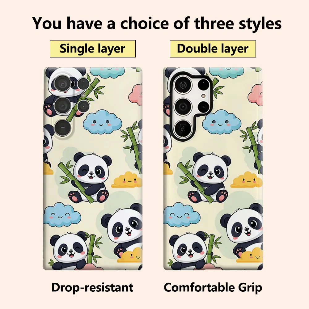 Cute Panda Luxury Fashion Full Lens Protective Case for Samsung Galaxy S26 S25 S24 A56 A36 Plus Ultra