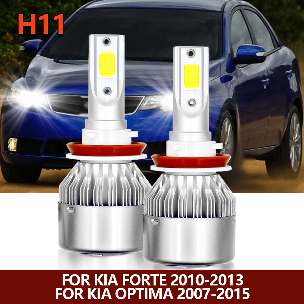 Lampu Depan LED 2x H11 H9 H8 Lampu Mobil Depan Otomatis Sorot Rendah untuk Kia Forte 2010 2011 2012 2013 Optima 2007 2008 2009-2014 2015