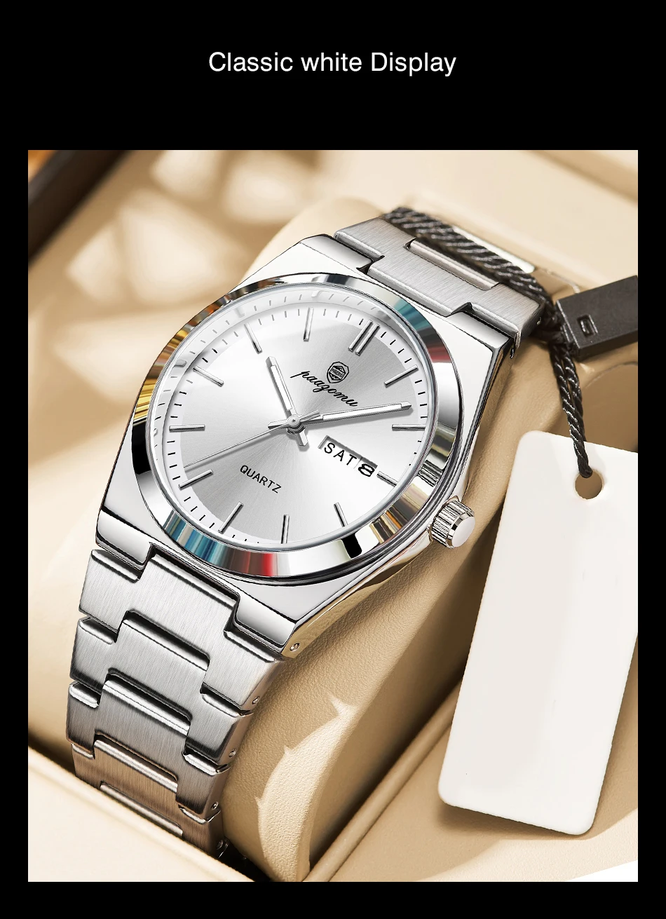 PAAZOMU Ultradünne Quarzuhr für Herren und Damen, minimalistischer Stil, wasserdicht, leuchtende Armbanduhr, bequemer Riemen, tägliches Bürogeschenk – Detail 17