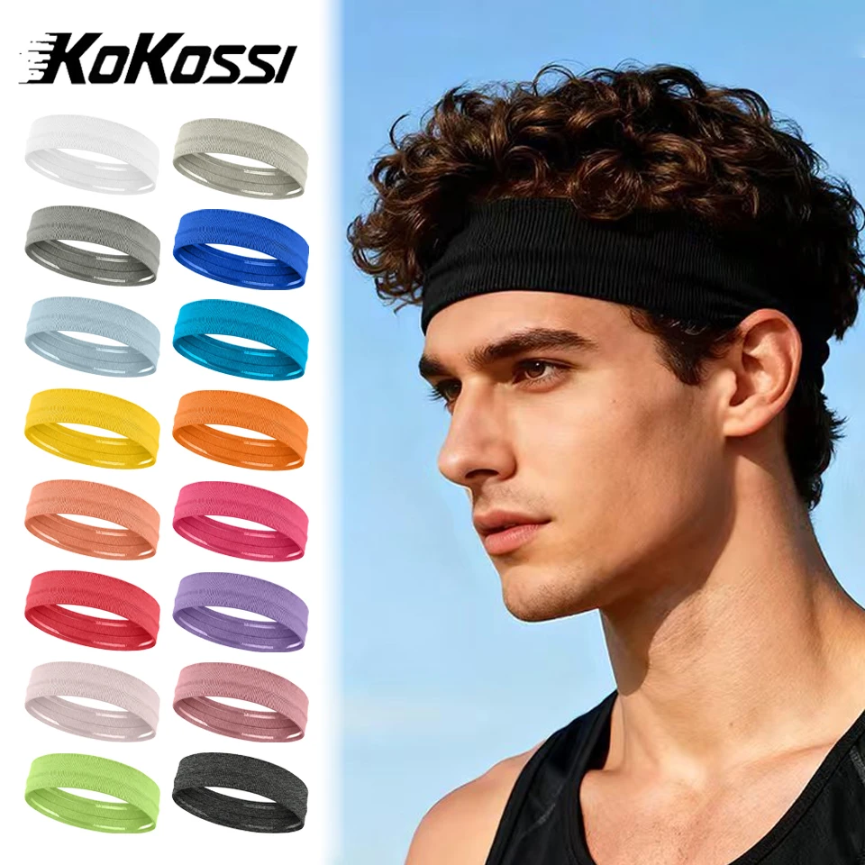 KoKossi Sports Bandeau élastique respirant et antidérapant pour le sport, le yoga et la course à pied, pour femmes et hommes