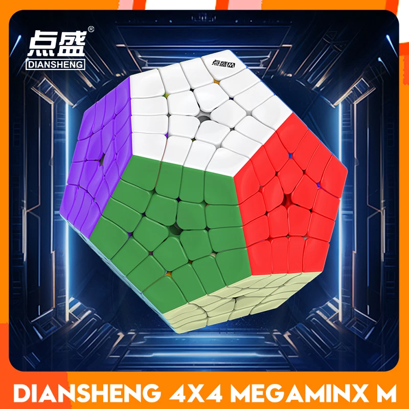 [CubeFun]DianSheng 4x4 Megaminx المكعب السحري المغناطيسي Dodecahedron بدون ملصقات المهنية سرعة لغز كوبو ماجيكو اللعب الهدايا