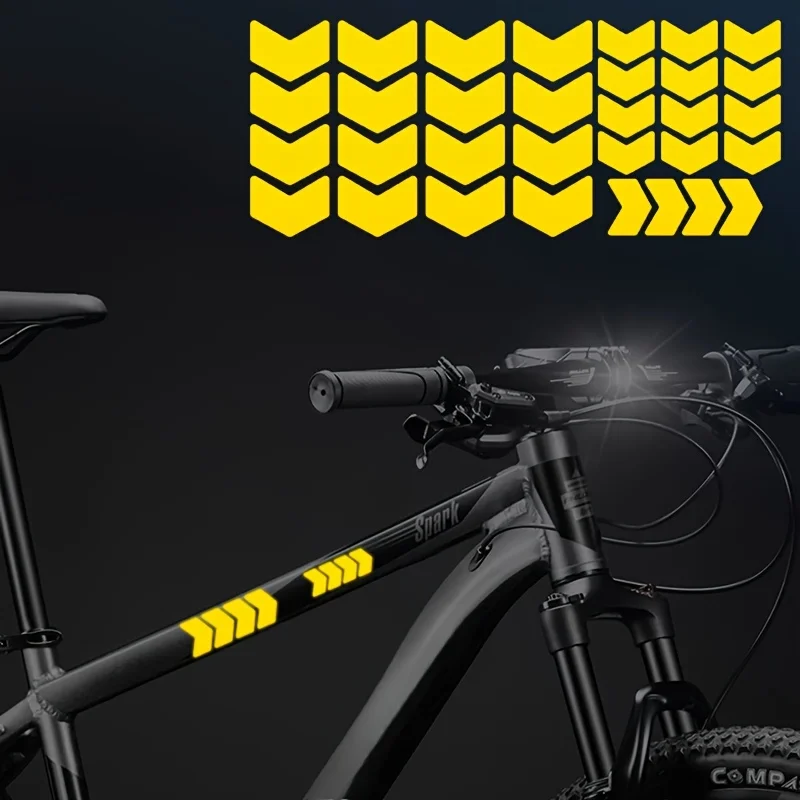 8Pcs/set High Visibility Arrow Reflective Stickers, Yellow Vinyl Decals for Bicycle Frame & Pedals