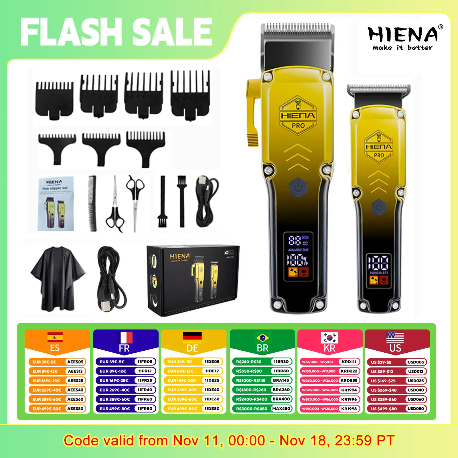 

hiena Hair Trimmer Electric Beard Trimmer For Men Hair Clipper Hair Cutter Machine Haircut Grooming Kit Hair cutting machine