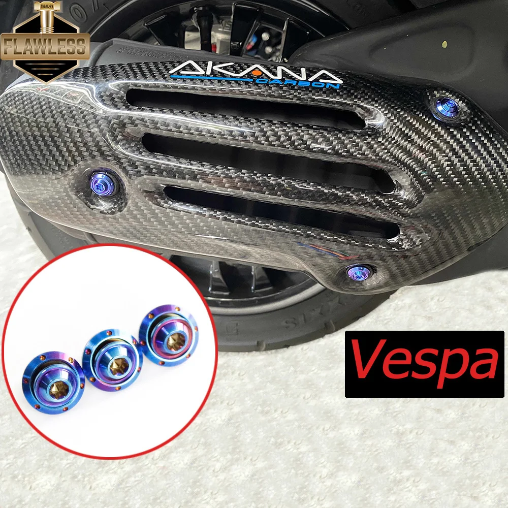 

FLAWLESSTI Gr5 Titanium Bolts Exhaust Pipe Cover Bolts M5 For Vespa Sprint 150 Primavera 150 S 150