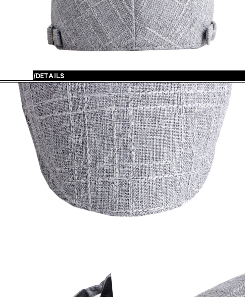 HT3098 Herren- und Damen-Baskenmützen, Atmungsaktiver Frühling-Sommer-Sonnenhut, Künstler-Leinen-Flatcap, Verstellbare Baskenmütze für Männer und Frauen – Detail 11
