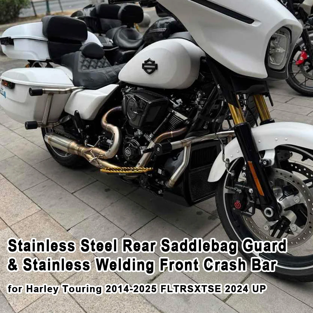

Motorcycle Stainless Steel Rear Performance Bagger Saddlebag Guard Front Crash Bar for Harley Street Road Glide Touring 14-24