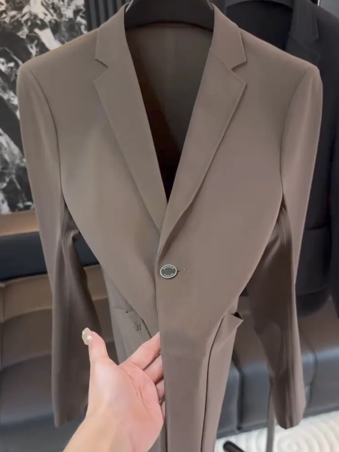 

Весенне-осенний мужской костюм класса люкс без глажки, тонкий, с защитой для лица, высококачественный, модный, универсальный, деловой, европейские товары