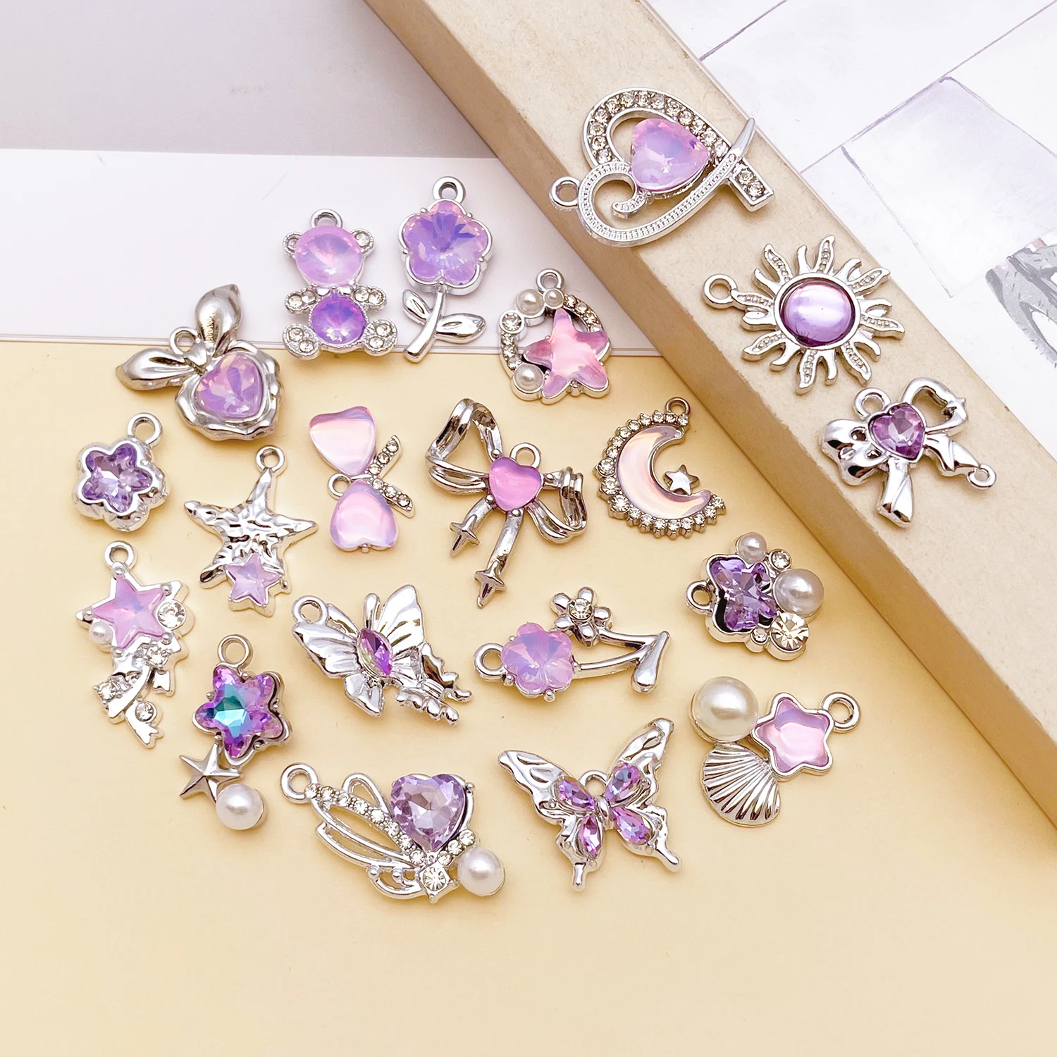 5/20Pcs New Moon Star Heart Charms Fashion Y2K Style Alloy Pendants For DIY Handmade Necklace Bracelet And Jewelry Making Crafts - view 4