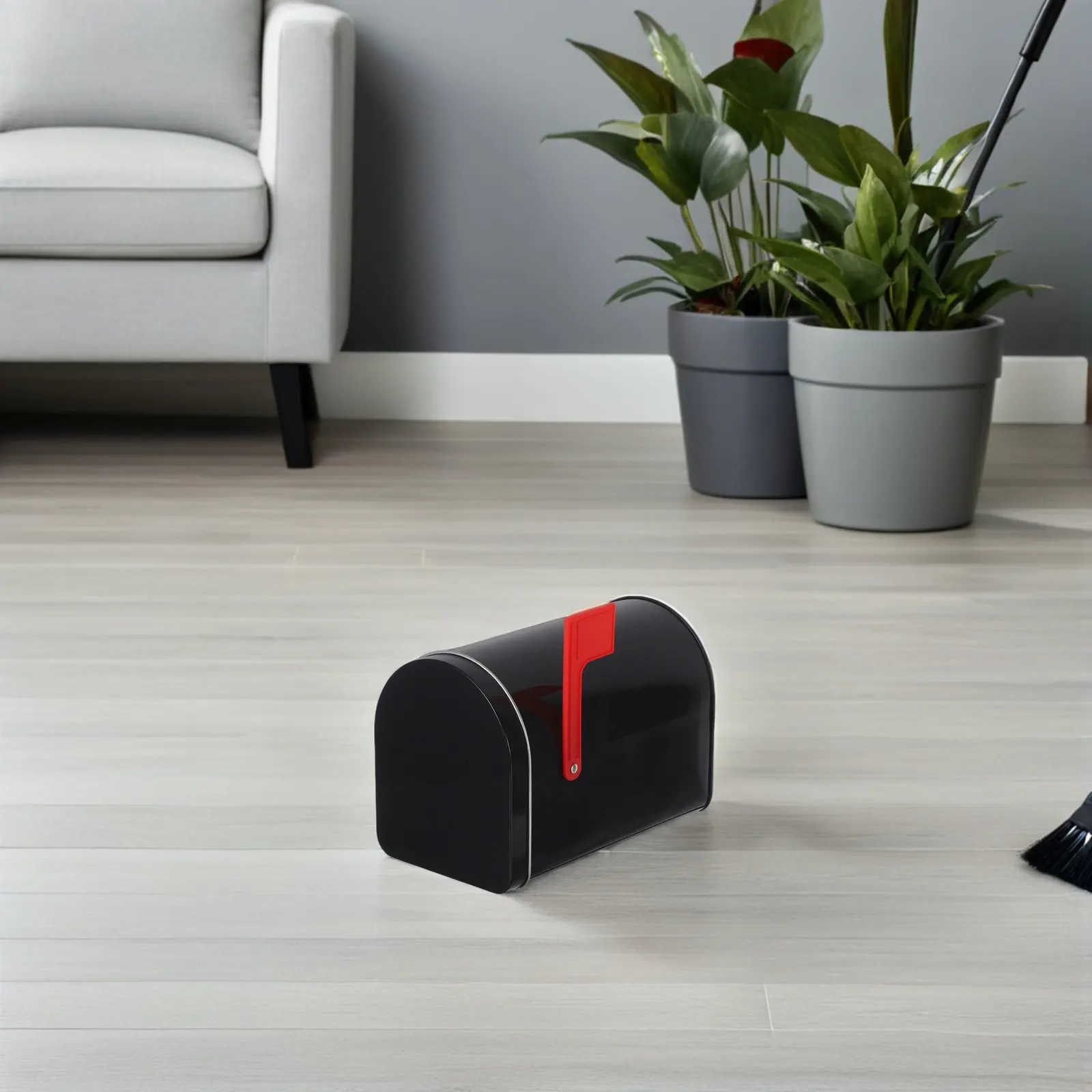 Mini Waterproof Metal Mailbox Black Iron Post Box Suggestion Tip Donation Box Mailbox Ornament for Home Office Micro Landscape