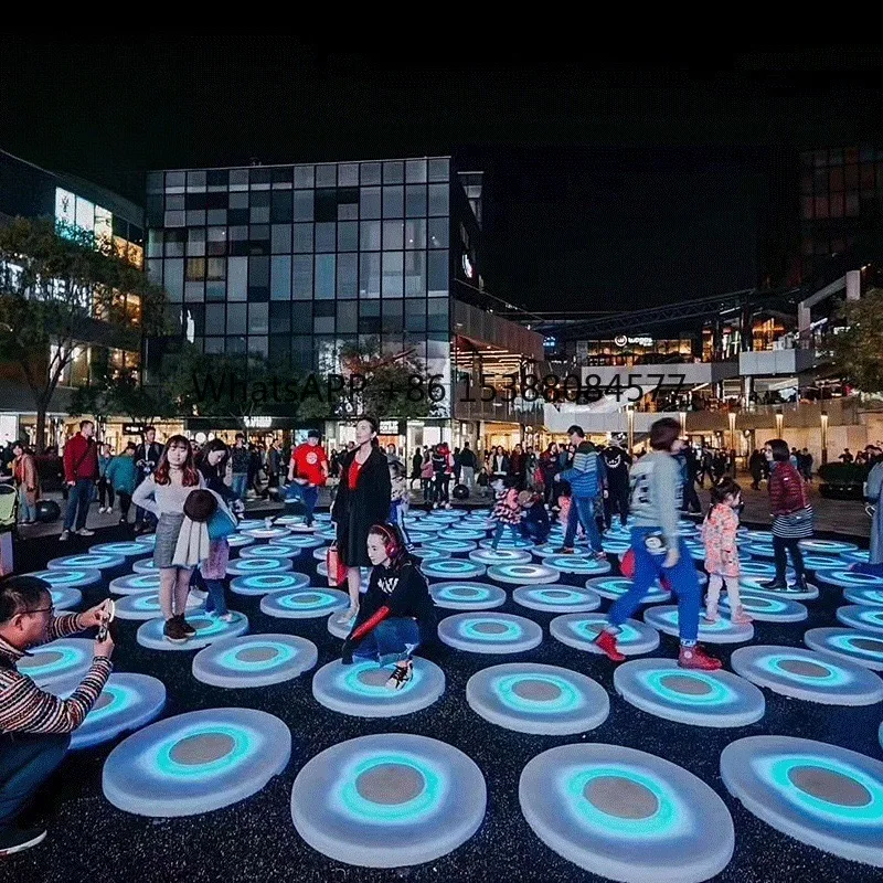 

LED round induction interactive floor tile light Internet celebrity music stage color running induction foot stepping interactiv