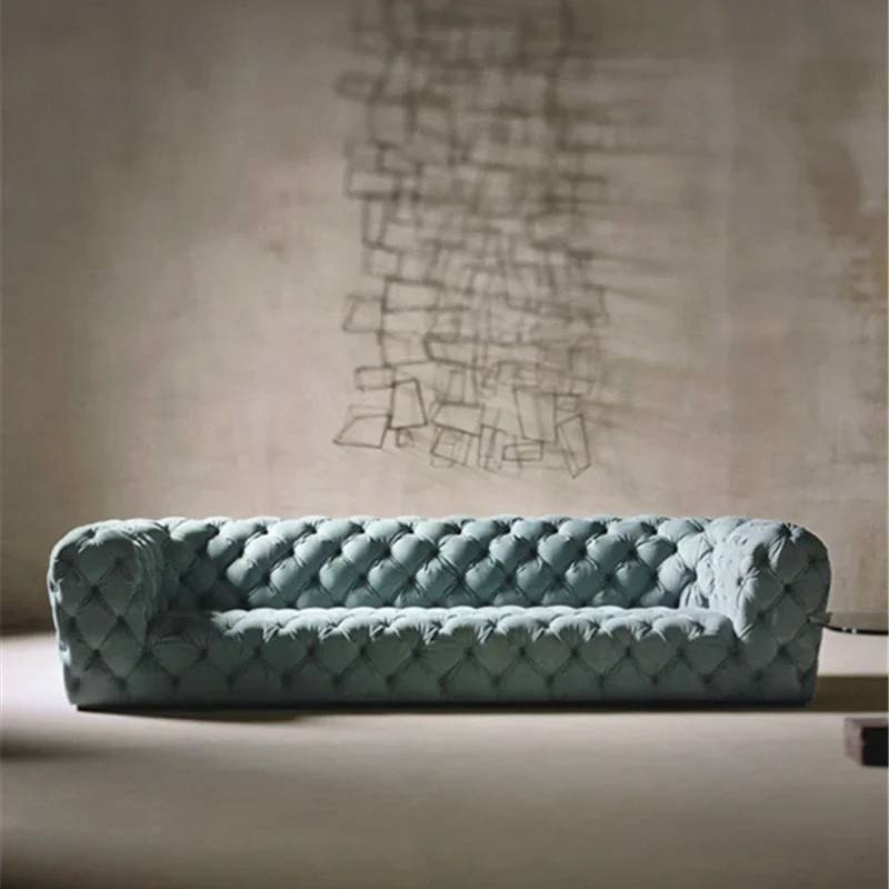 Italian minimalist fabric, moon surface, pull buckle sofa, living room, small apartment, nubuck leather