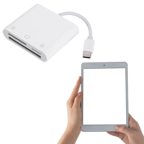 Imagen 2 del producto Adaptador de tarjeta de memoria 3 en 1 Tipo C a SD/TF/CF, lector de tarjetas SD, controlador gratis CF SD TF, lector de tarjetas de cámara compacto para iPad iPhone 15