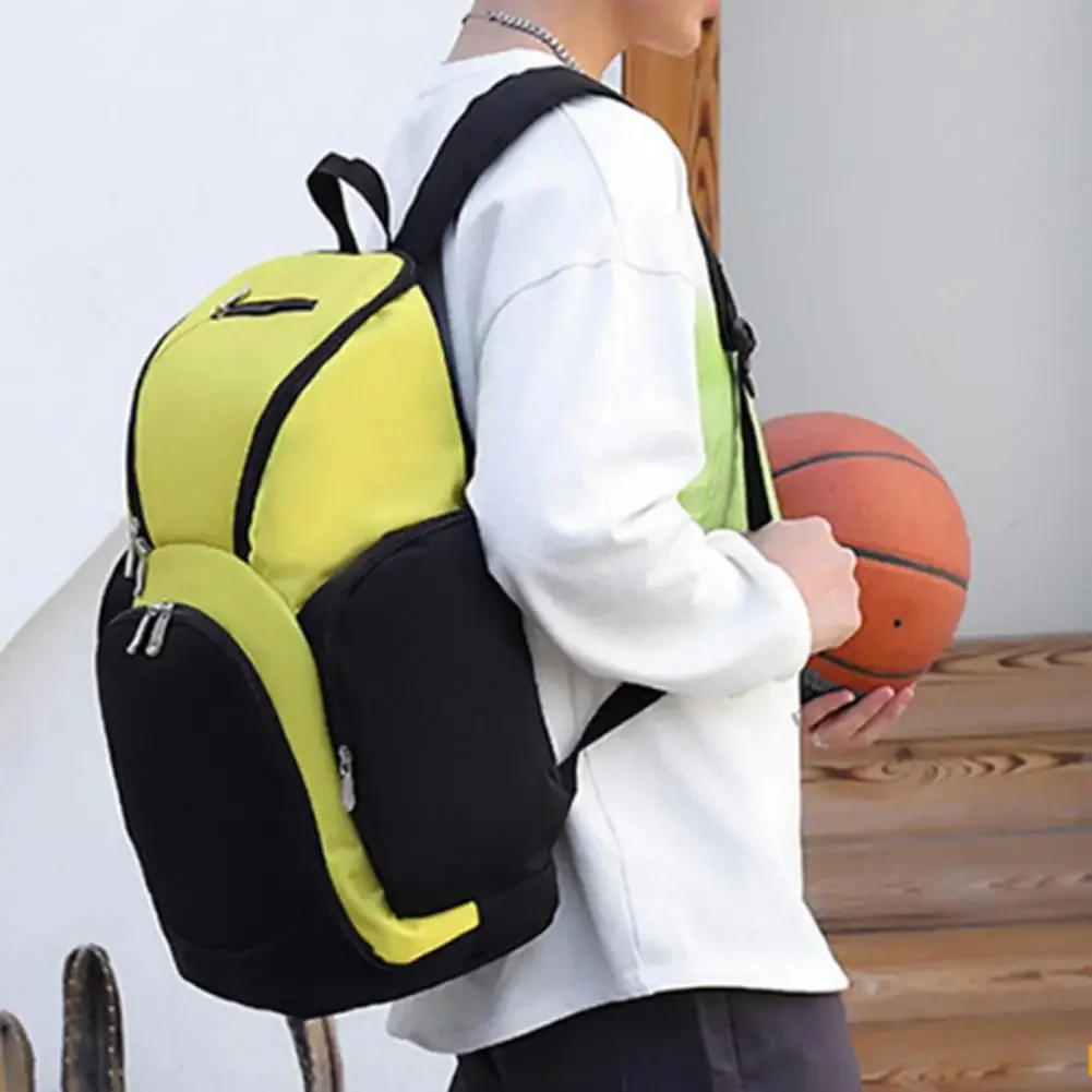 Basketball Backpack Large Capacity With Separate Ball Holder Smooth Zipper Multi Compartments Splash Proof Youth Large Sport Bag