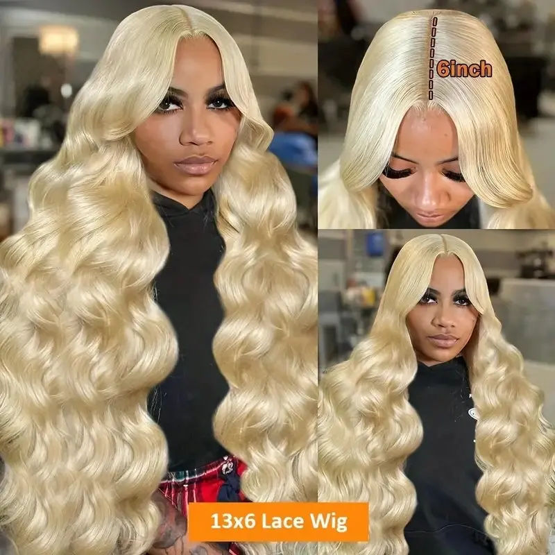 13x6 HD Lace Body Wave 24 40 Inch Frontal 613 Blonde Colored Water Wave Pre-plucked For Women Human Hair Wig 150 Density