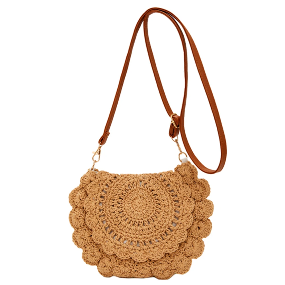 Crochet Crossbody Bag Woven Summer Beach Bag Aesthetic Shoulder Purse with Adjustable Strap for Women Summer Beach