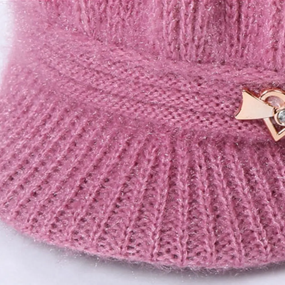 Windproof Winter Hat Beanies Ear Guard Women's Knitted Hat Double Layers Protection Caps Peaked Cap Pumpkin Beret Hat