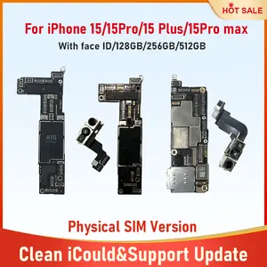 Bilashmart Motherboard iPhone 15 15 Pro 15 Plus 15 Pro Max Placa With Face ID Unlocked Cleaned iCloud Physical SIM Version Logic Board