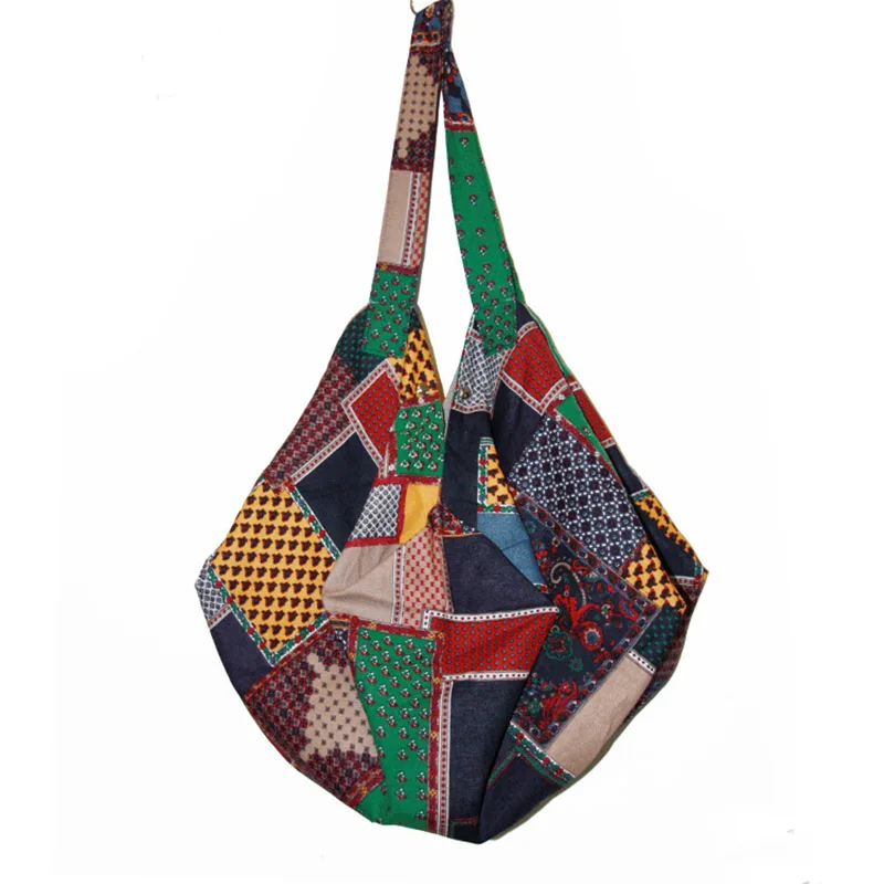 

Bohemian handmade patchwork hemp cotton printed tote bag spring and summer new retro large capacity adjustable off-road bag