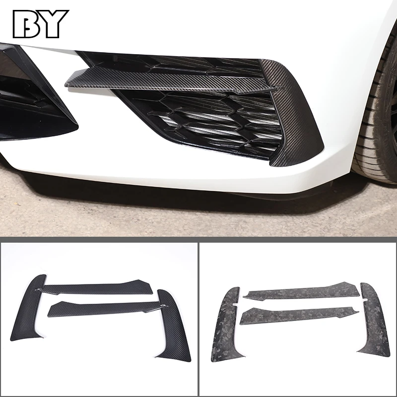

Car Real Carbon Fiber Front Bumper Trim Strips Fog Light Cover Trim For Chevrolet Corvette C8 Z51 2020-2023 Accessory