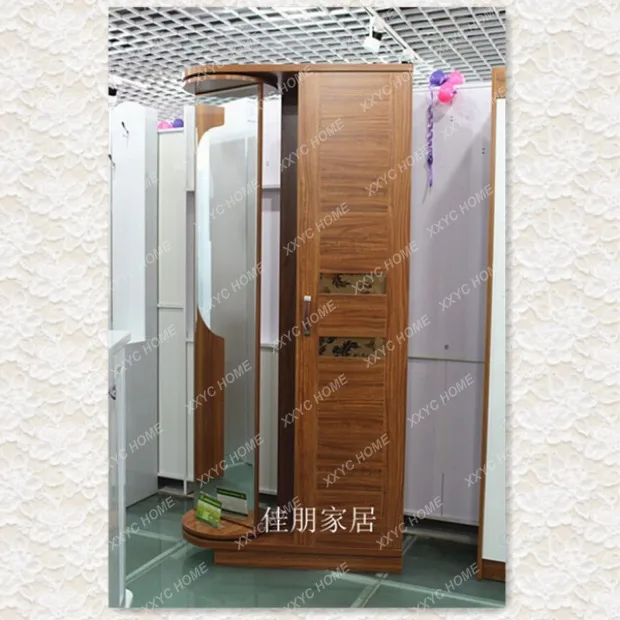 Teak-colored foyer floor-to-ceiling fitting mirror, coat cabinet, environmentally friendly paint-free rotating mirror